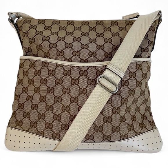 Gucci GG Crossbody Bag with Adjustable Strap - Canvas and Leather - Vintage Y2K - Picture 1 of 15